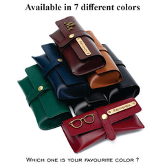 AICA Personalised Name & Charm Leather Sunglass Case Cover for Men & Women ( Wine )