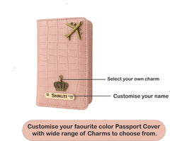 AICA Personalized Name & Charm Self - Textured Passport Cover (BabyPink)