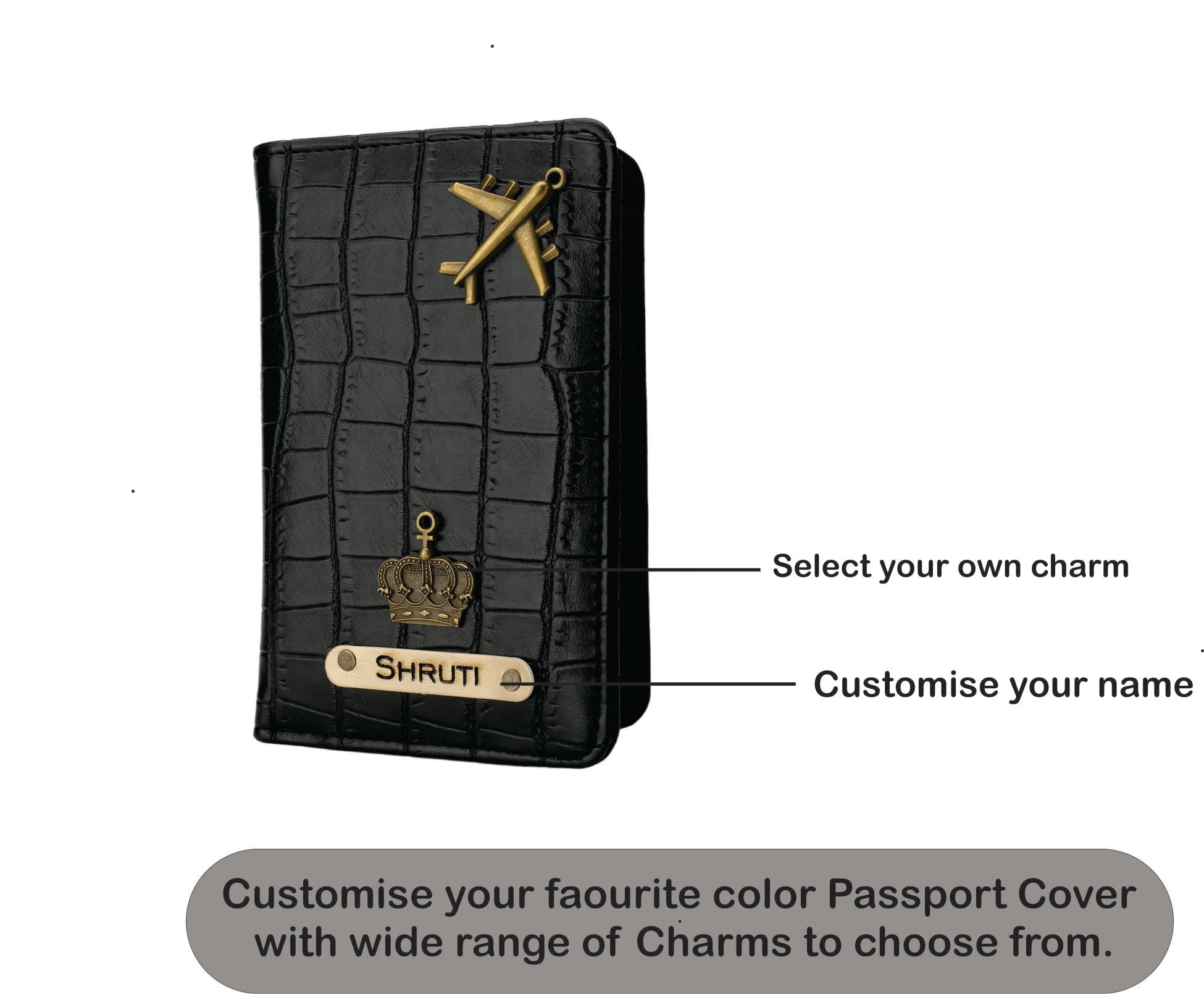 Personalized Self –Textured Passport Cover (Black)