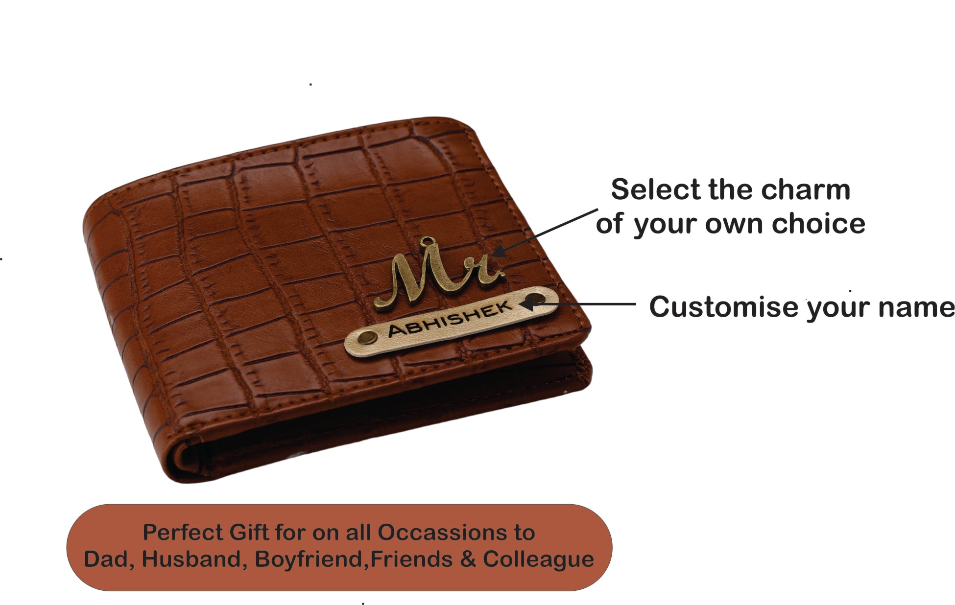 Personalized Self-Textured Mens GiftSet  (TanBrown)