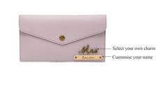 AICA Personalised Name & Charm Leather Wallet Gift for Women (Purple)