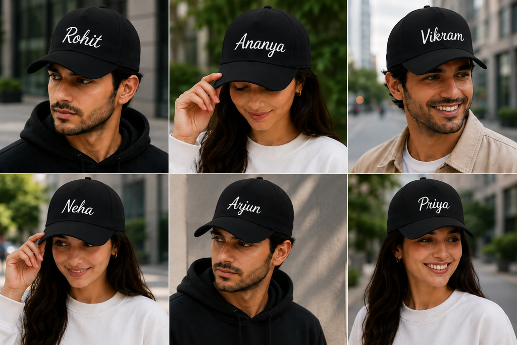 AICA Personalised Name Flex Cap for Men & Women �  Free Size | Gifts for Men & Women (Black)