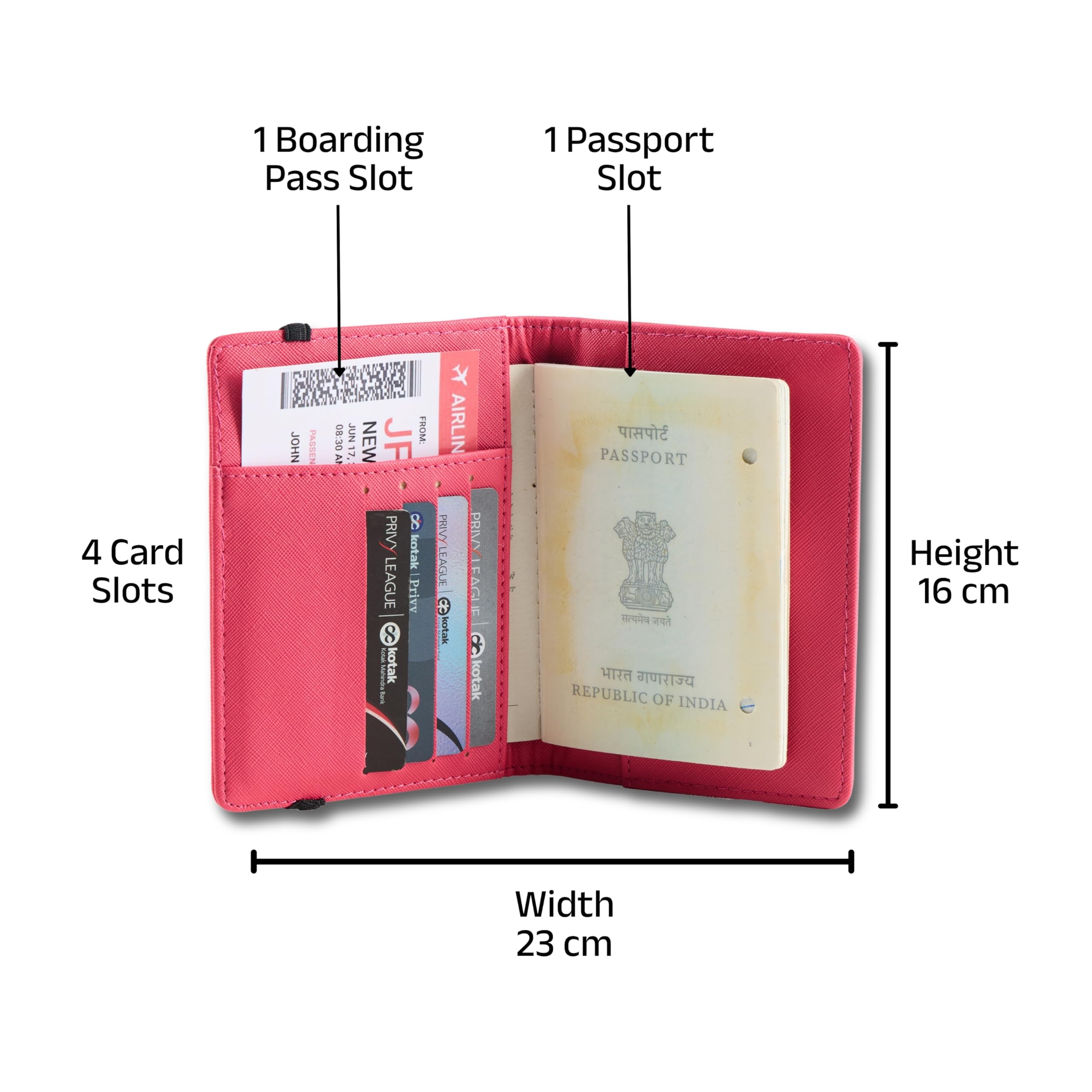 AICA Personalised Name & Charm Leather Passport Cover Holder for Men & Women (Dark Pink) | Gifts for Women | Gift for Woman | Return Gifts for Birthday | Passport Cover for Women