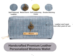 AICA Personalized Name & Charm Womens Leather Wallet - DarkGrey