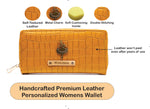 Load image into Gallery viewer, AICA Personalized Name &amp; Charm Womens Leather Wallet - Yellow
