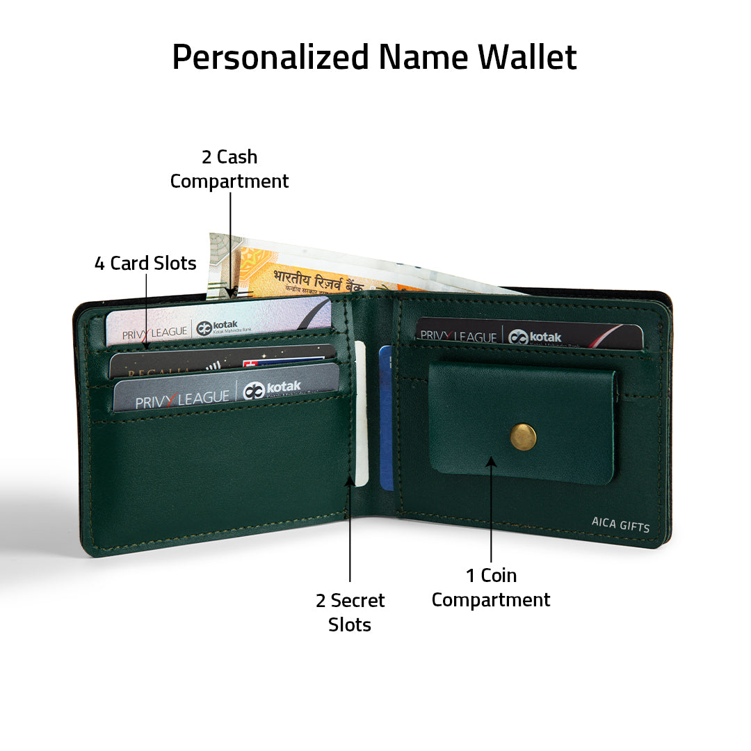 Personalised Mens Wallet (DarkGreen)