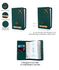 AICA Personalized Name & Charm Leather Wallet Combo Giftset for Women (DarkGreen)