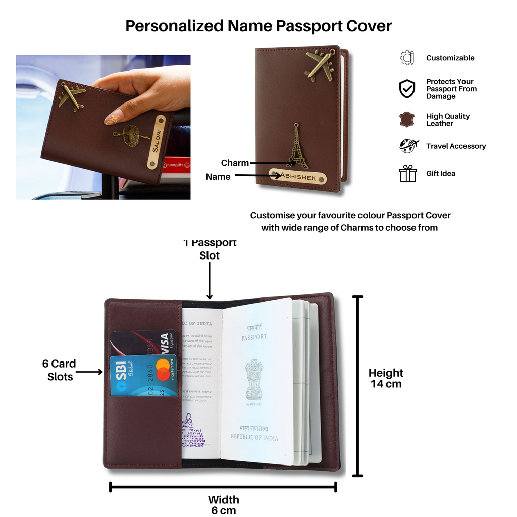 Aica Personalized Name & Charm Leather Women Combo & Candle Giftset (Dark Brown)
