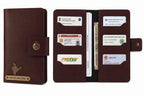 AICA Personalized Name & Charm Long Leather Car Document Holder with RC, Insurance Papers, Card Slots & Cash Compartment for Men & Women (Darkbrown)