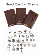 AICA Personalized Name & Charm Long Leather Car Document Holder with RC, Insurance Papers, Card Slots & Cash Compartment for Men & Women (Darkbrown)