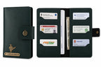 AICA Personalized Name & Charm Long Leather Car Document Holder with RC, Insurance Papers, Card Slots & Cash Compartment for Men & Women (Darkgreen)