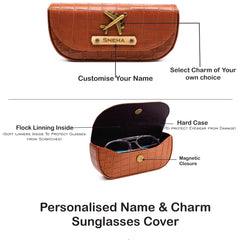 AICA Personalized Name & Charm Self-Textured Leather Wallet Womens Combo Giftset (TanBrown)