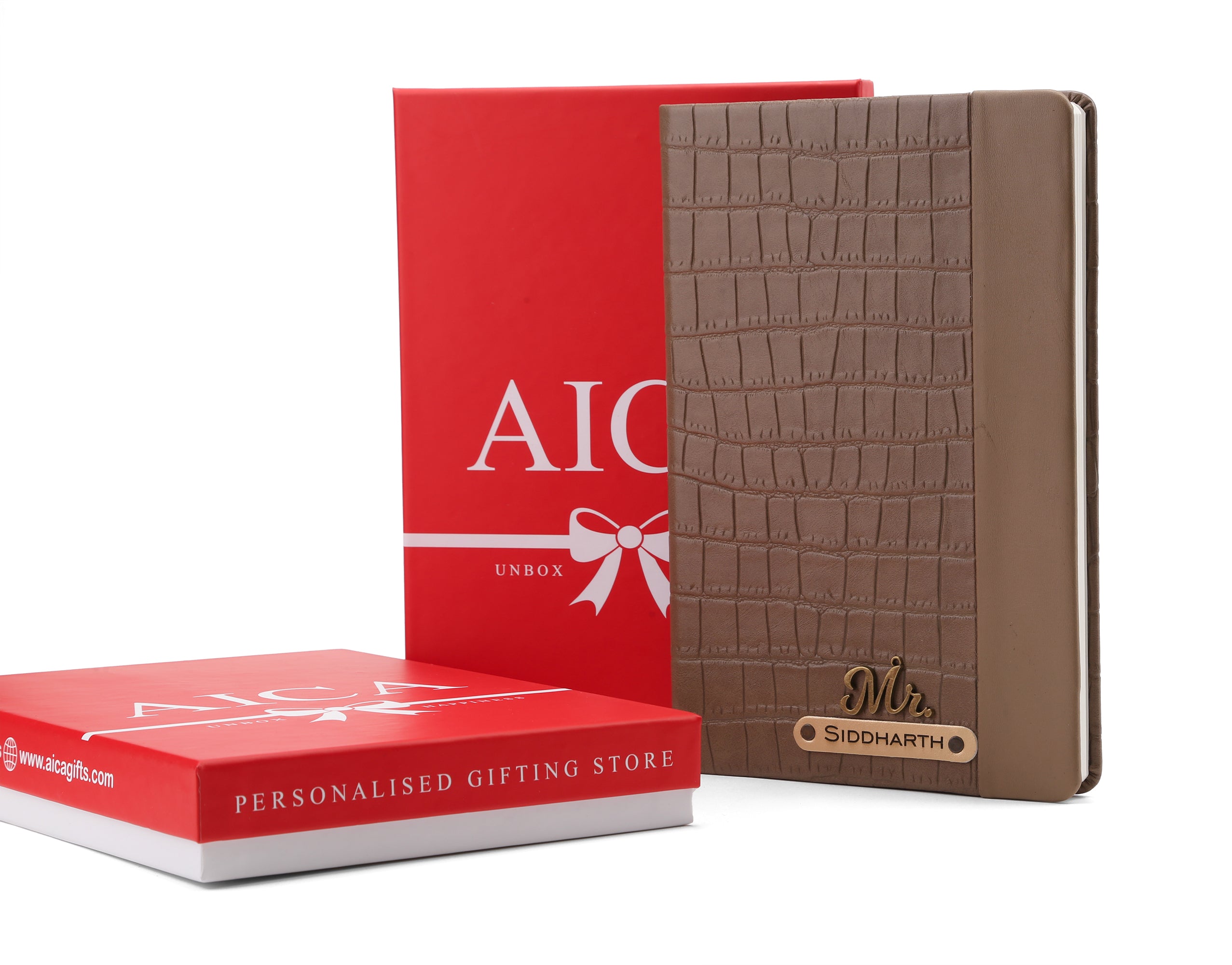 Personalized Leather Notebook Diary -A5 Size, 180 Ruled Pages (Light Brown)