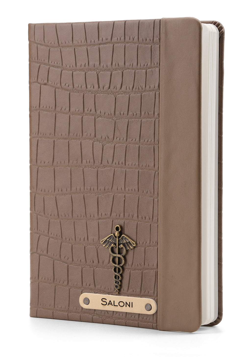 Personalized Leather Notebook Diary -A5 Size, 180 Ruled Pages (Light Brown)