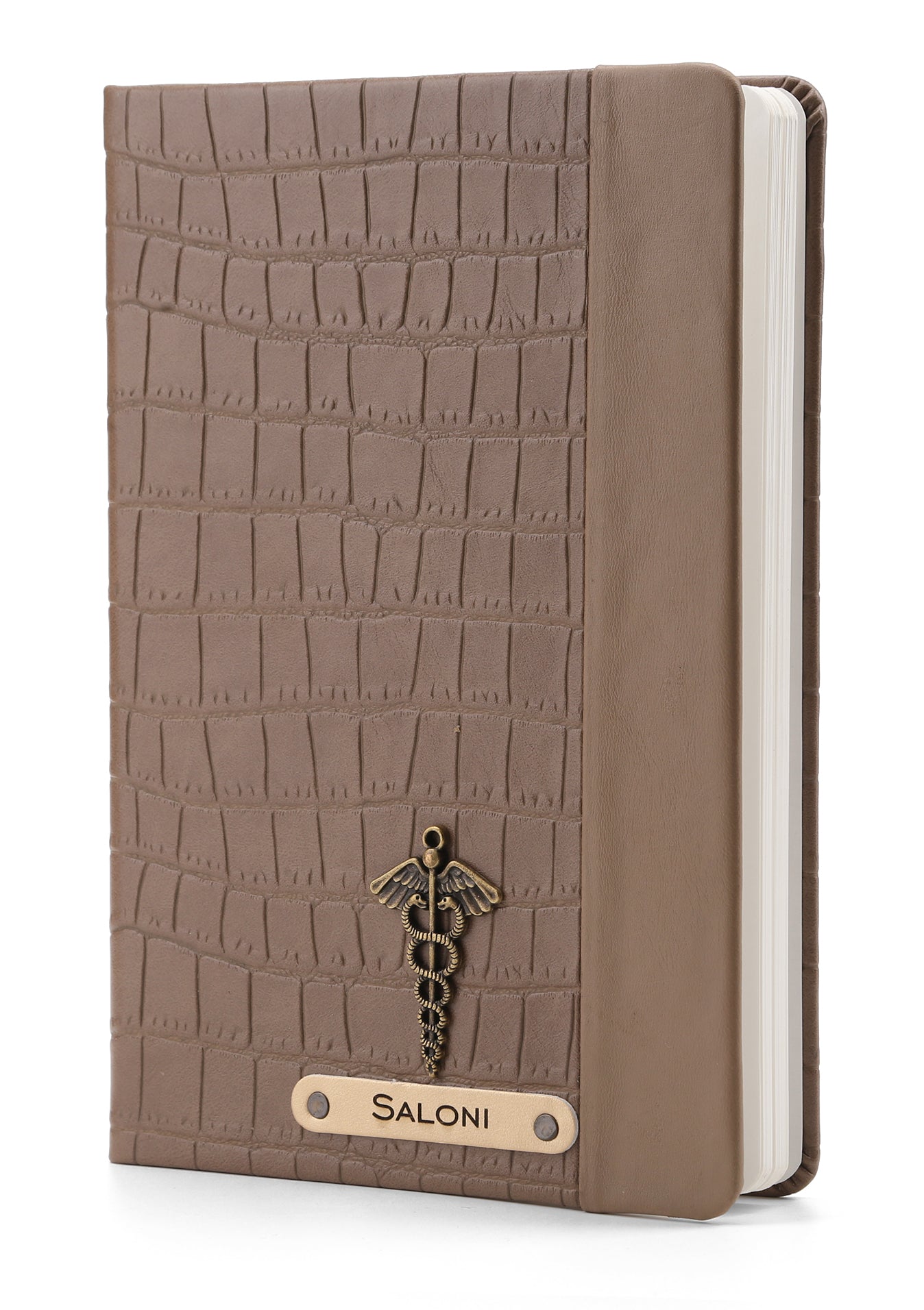 Personalized Leather Notebook Diary -A5 Size, 180 Ruled Pages (Light Brown)