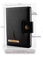 Load image into Gallery viewer, AICA Personalized Name &amp; Charm Leather Notebook Diary -A5 Size, 200 Ruled Pages (Black)|Customized Christmas Secret Santa Daily Journal Diaries Diary Gifts for Men Women Friends Family Office Staff
