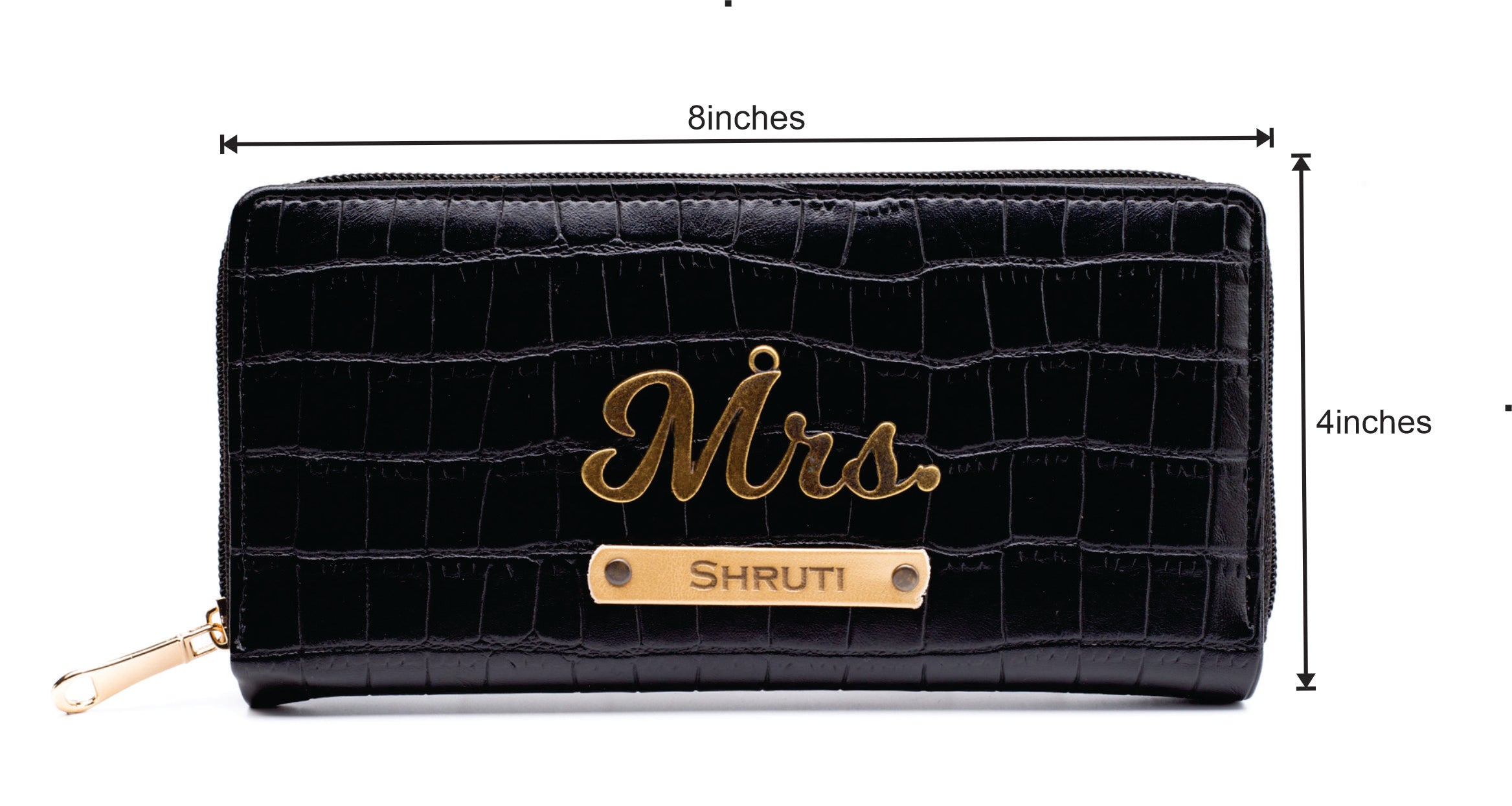 Personalized Self -Textured Womens Wallet - Black