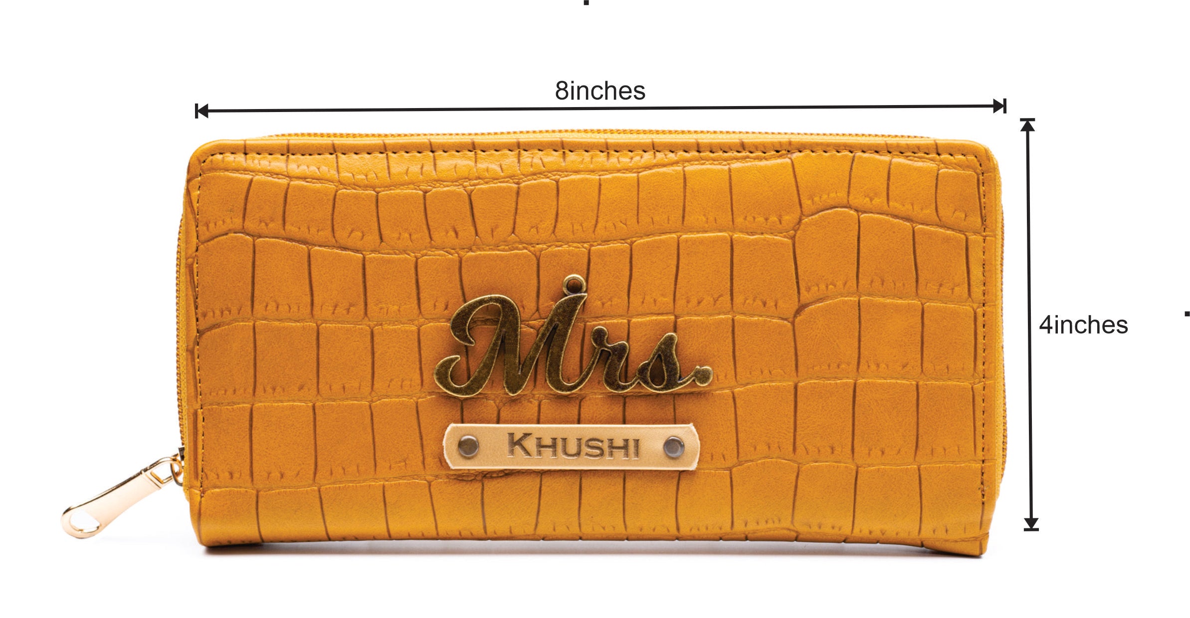 Personalized Self -Textured Womens Wallet - Yellow