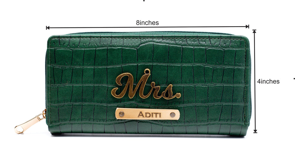 Personalized Self -Textured Womens Wallet - DarkGreen