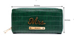 Load image into Gallery viewer, AICA Personalized Name &amp; Charm Womens Leather Wallet - DarkGreen
