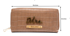 AICA Personalized Name & Charm Womens Leather Wallet - Brown