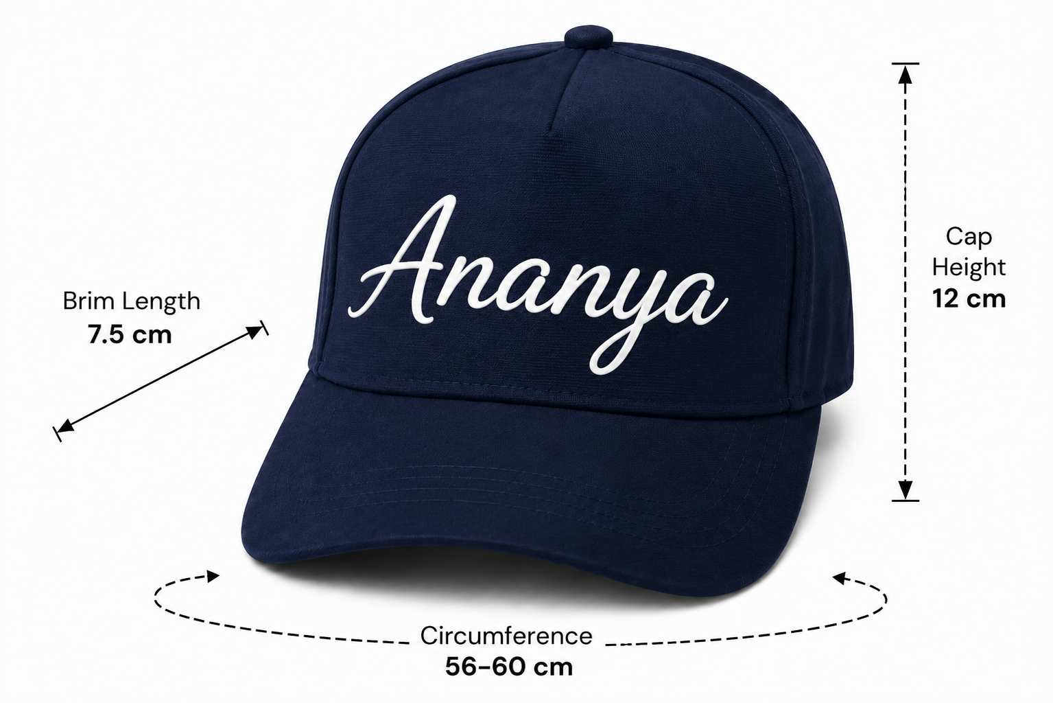 AICA Personalised Name Flex Cap for Men & Women �  Free Size | Gifts for Men & Women (Navyblue)
