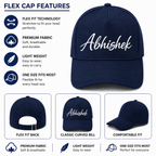 AICA Personalised Name Flex Cap for Men & Women �  Free Size | Gifts for Men & Women (Navyblue)
