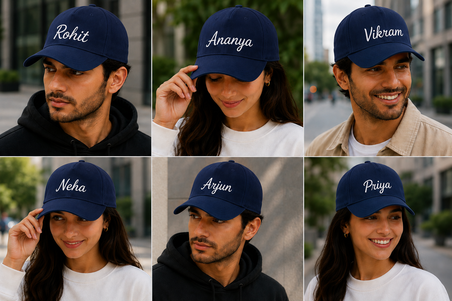 AICA Personalised Name Flex Cap for Men & Women �  Free Size | Gifts for Men & Women (Navyblue)