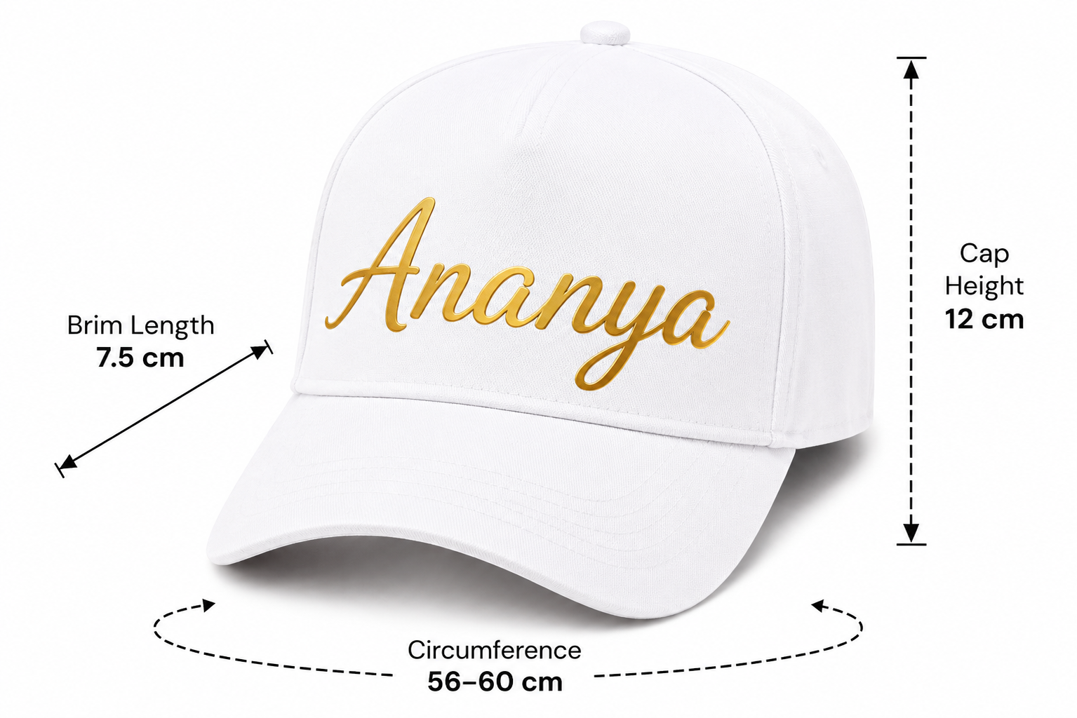 AICA Personalised Name Flex Cap for Men & Women �  Free Size | Gifts for Men & Women (White)