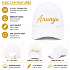 AICA Personalised Name Flex Cap for Men & Women �  Free Size | Gifts for Men & Women (White)