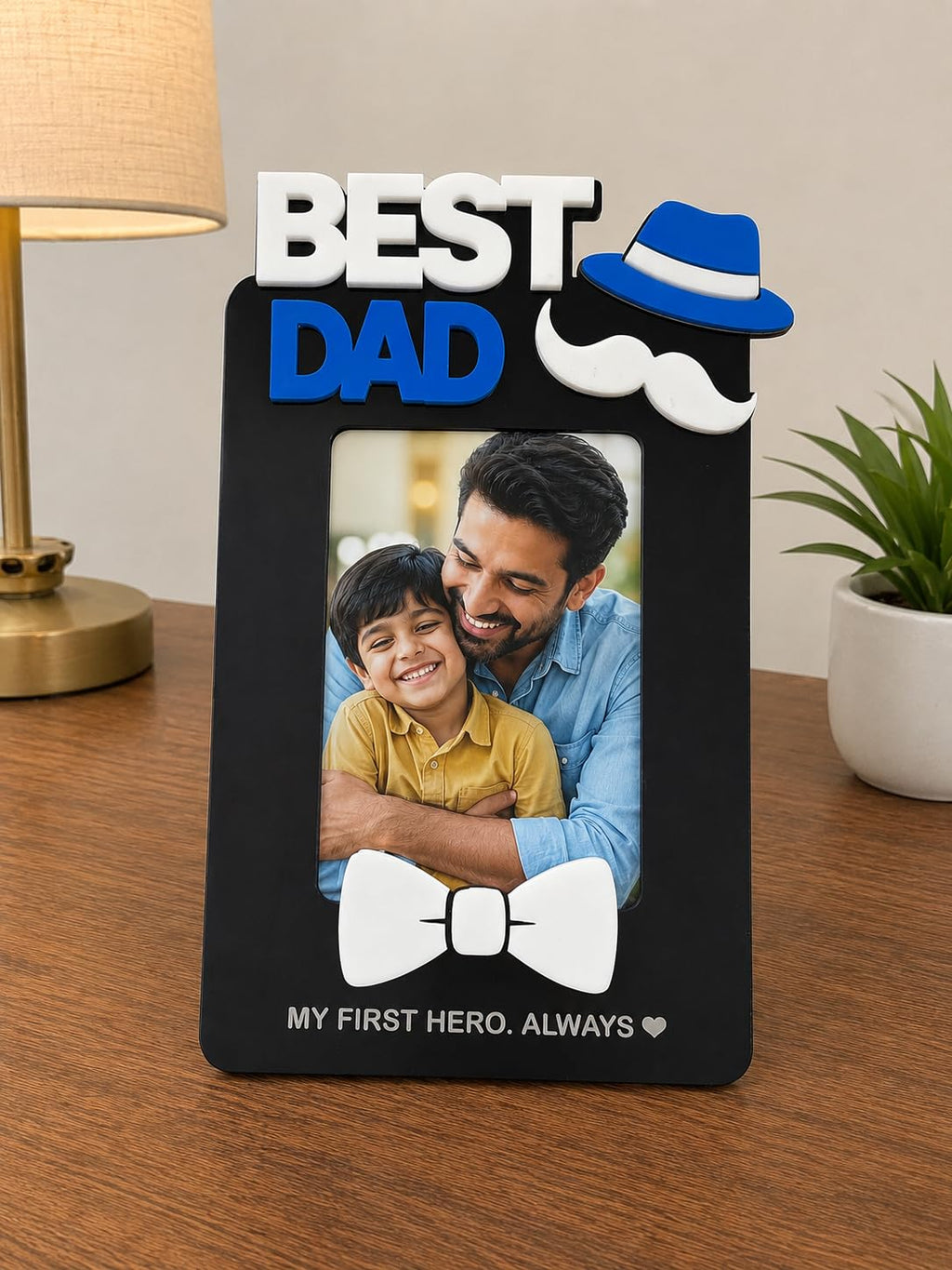 Aica Gifts Personalized Best Dad Photo Frame with Quote Photo Size (5X7) (Bow)