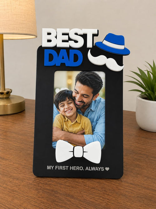 Aica Gifts Personalized Best Dad Photo Frame with Quote Photo Size (5X7) (Bow)