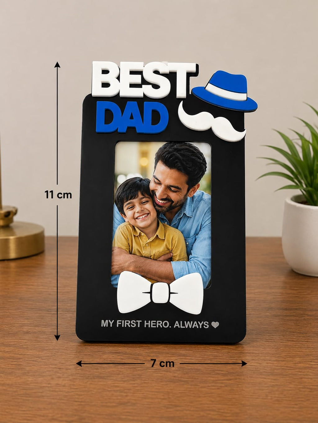 Aica Gifts Personalized Best Dad Photo Frame with Quote Photo Size (5X7) (Bow)