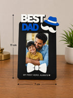 Aica Gifts Personalized Best Dad Photo Frame with Quote Photo Size (5X7) (Bow)