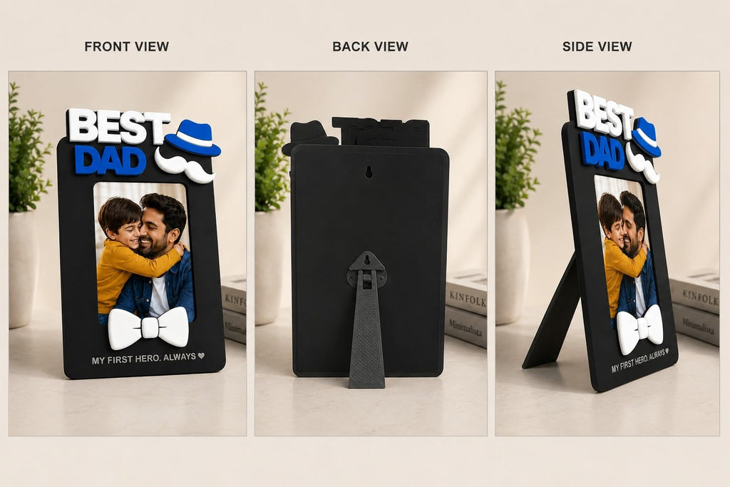 Aica Gifts Personalized Best Dad Photo Frame with Quote Photo Size (5X7) (Bow)