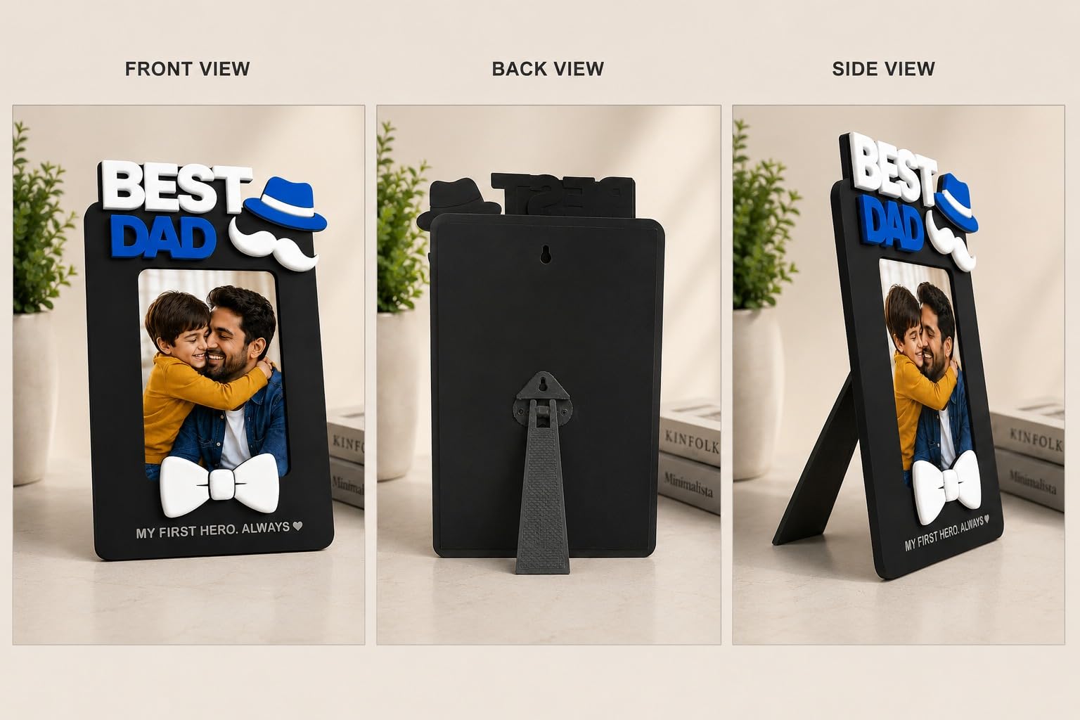 Aica Gifts Personalized Best Dad Photo Frame with Quote Photo Size (5X7) (Bow)
