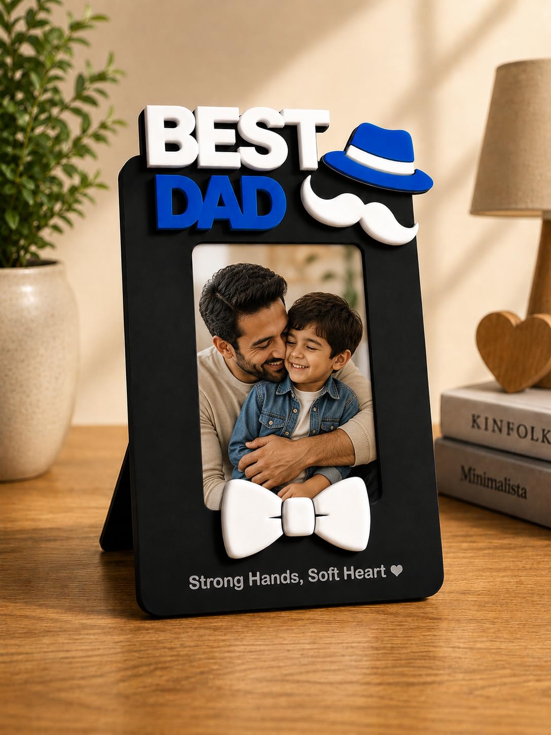 Aica Gifts Personalized Best Dad Photo Frame with Quote Photo Size (5X7) (Bow)