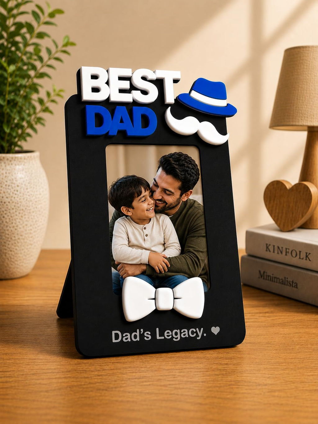 Aica Gifts Personalized Best Dad Photo Frame with Quote Photo Size (5X7) (Bow)