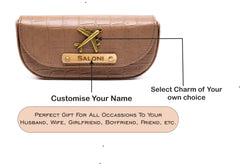 AICA Personalized Name & Charm Sunglasses Case for Men & Women (Brown)