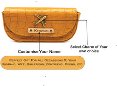 AICA Personalized Name & Charm Sunglasses Case for Men & Women (Yellow)