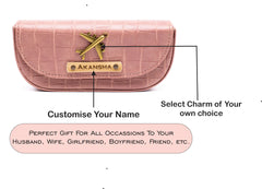 AICA Personalized Name & Charm Sunglasses Case for Men & Women (NudePink)