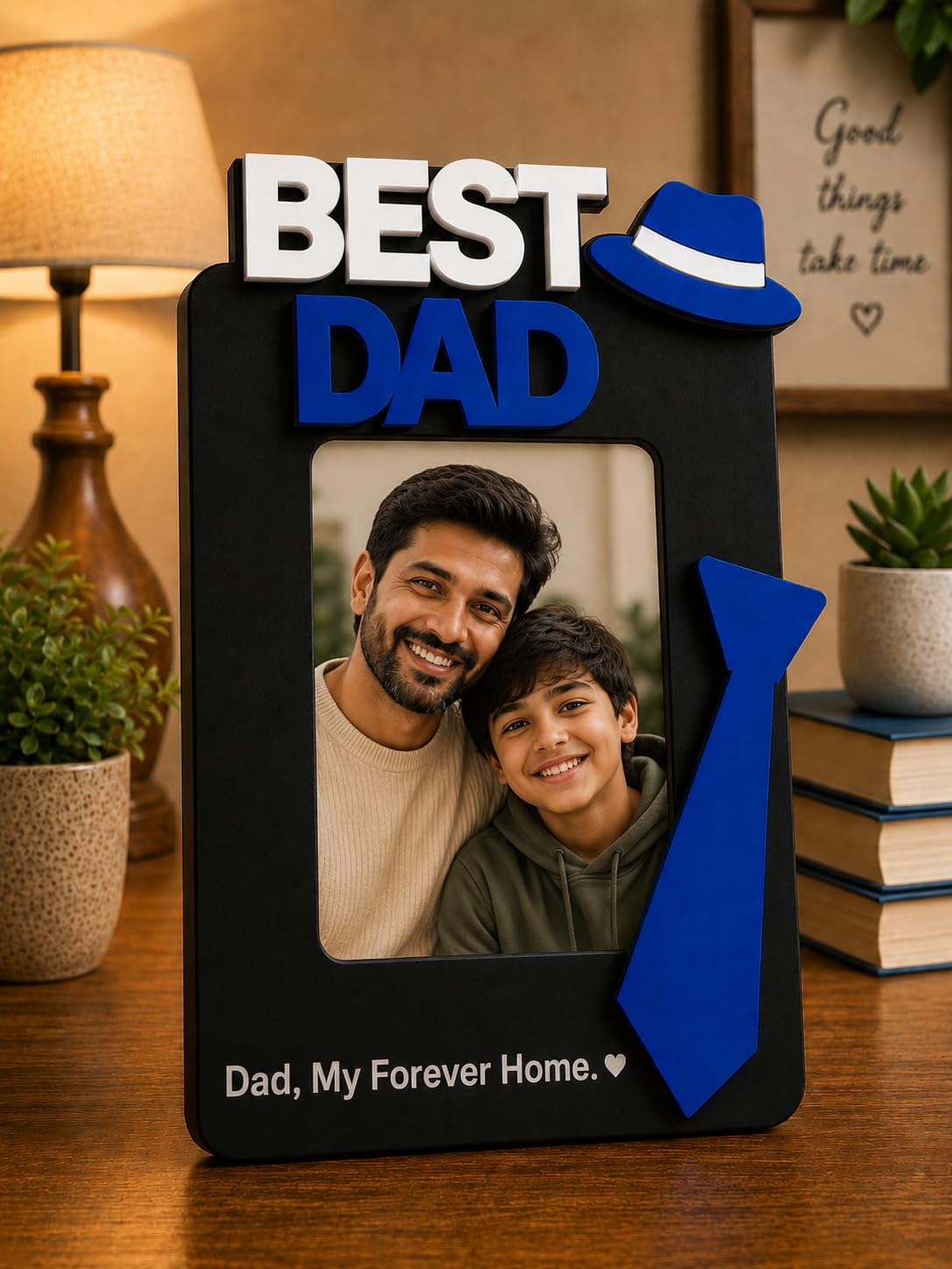 Aica Gifts Personalized Best Dad Photo Frame with Quote Photo Size (5X7) | Best Gift for Dad | Fathers Day Gift for Dad | Birthday Gift for Dad (Tie)