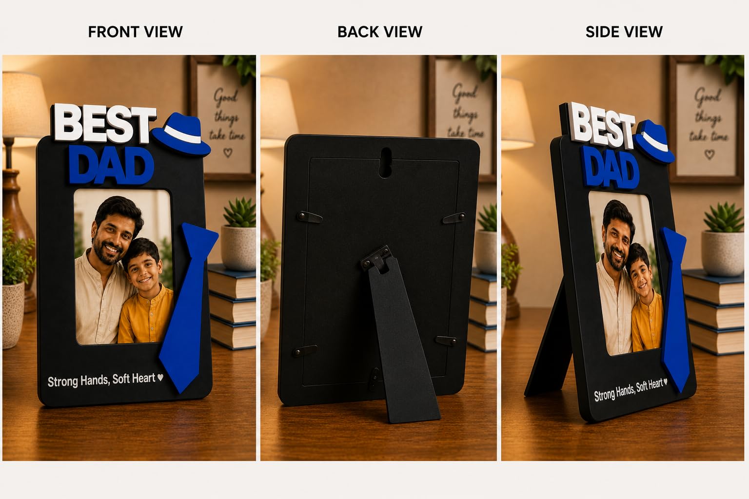 Aica Gifts Personalized Best Dad Photo Frame with Quote Photo Size (5X7) | Best Gift for Dad | Fathers Day Gift for Dad | Birthday Gift for Dad (Tie)