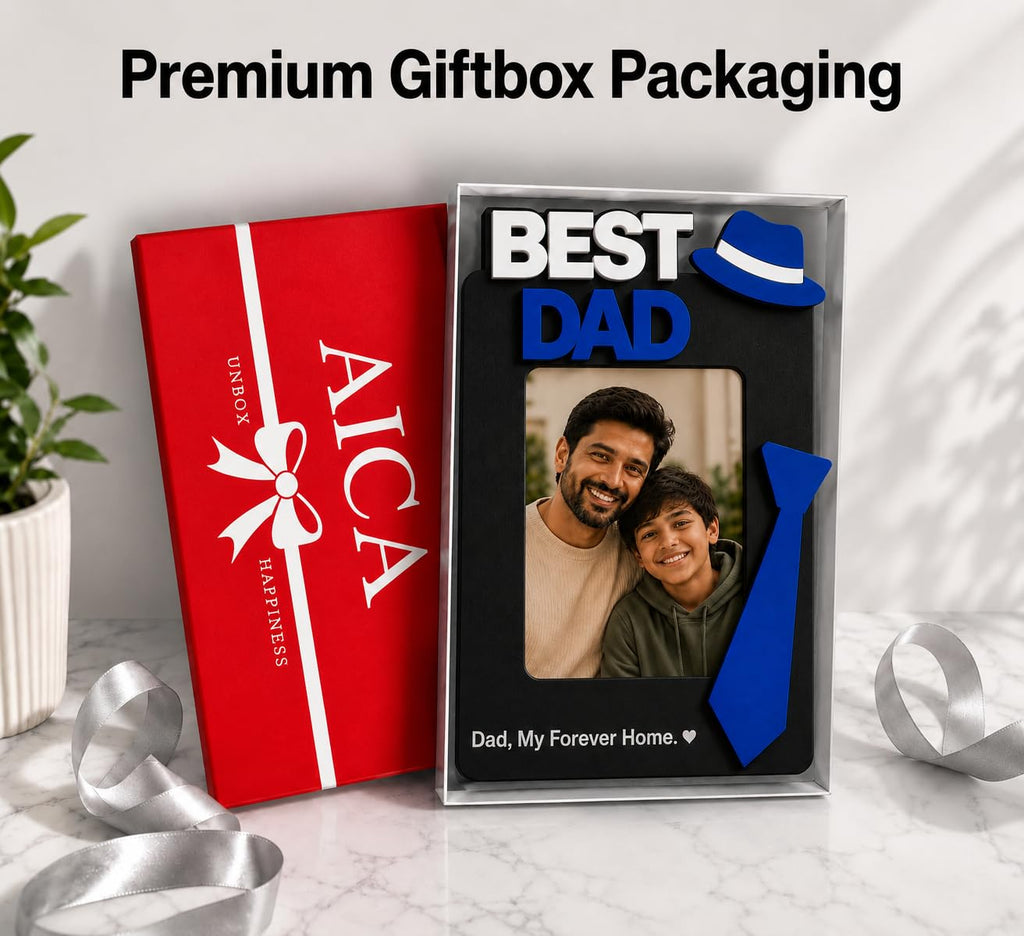 Aica Gifts Personalized Best Dad Photo Frame with Quote Photo Size (5X7) | Best Gift for Dad | Fathers Day Gift for Dad | Birthday Gift for Dad (Tie)