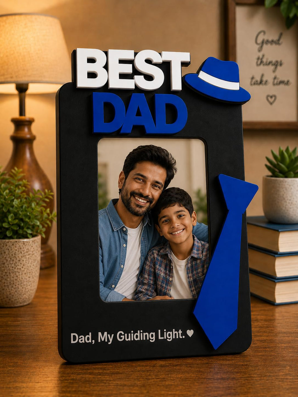 Aica Gifts Personalized Best Dad Photo Frame with Quote Photo Size (5X7) | Best Gift for Dad | Fathers Day Gift for Dad | Birthday Gift for Dad (Tie)