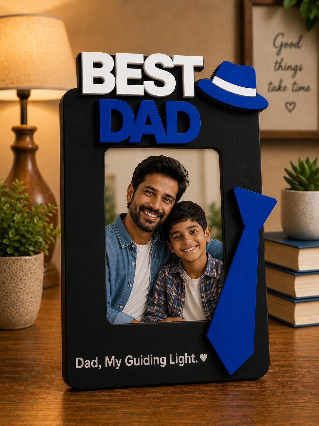 Aica Gifts Personalized Best Dad Photo Frame with Quote Photo Size (5X7) | Best Gift for Dad | Fathers Day Gift for Dad | Birthday Gift for Dad (Tie)