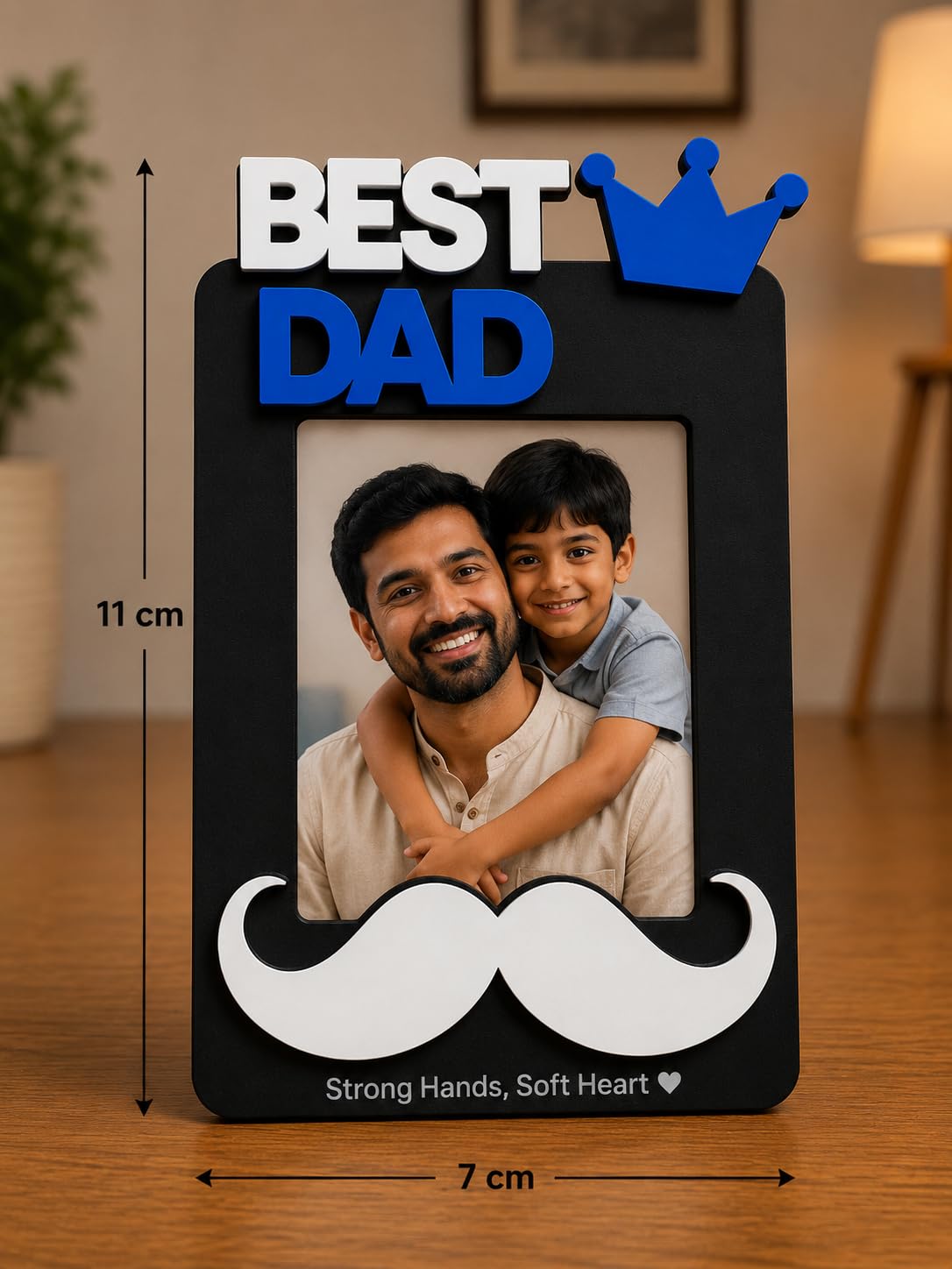 Aica Gifts Personalized Best Dad Photo Frame with Quote Photo Size (5X7) | Best Gift for Dad | Fathers Day Gift for Dad | Birthday Gift for Dad (Mustache)