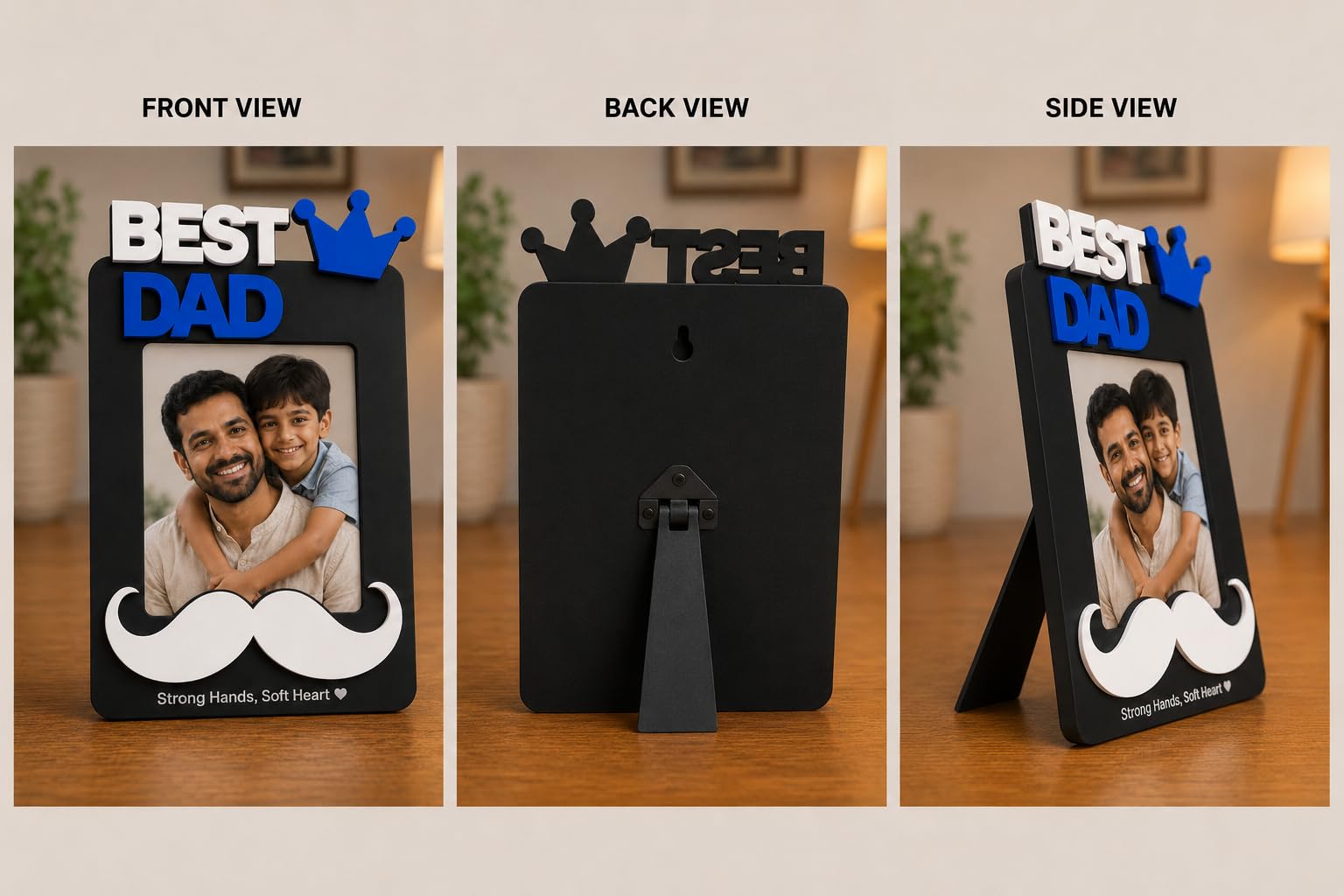 Aica Gifts Personalized Best Dad Photo Frame with Quote Photo Size (5X7) | Best Gift for Dad | Fathers Day Gift for Dad | Birthday Gift for Dad (Mustache)