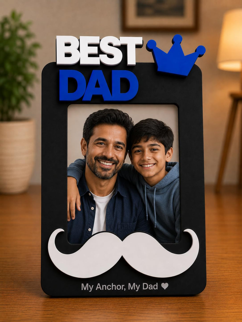 Aica Gifts Personalized Best Dad Photo Frame with Quote Photo Size (5X7) | Best Gift for Dad | Fathers Day Gift for Dad | Birthday Gift for Dad (Mustache)