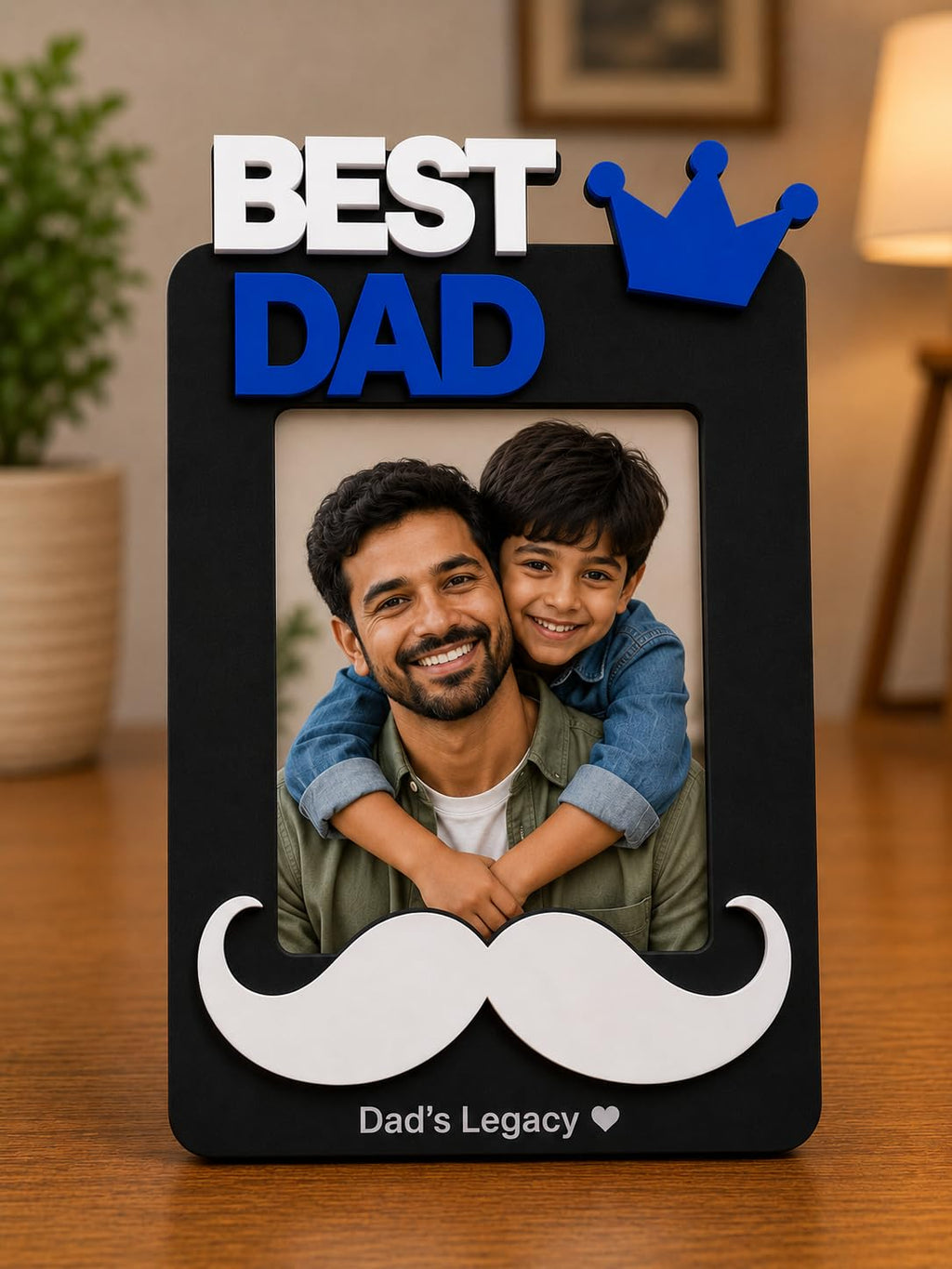 Aica Gifts Personalized Best Dad Photo Frame with Quote Photo Size (5X7) | Best Gift for Dad | Fathers Day Gift for Dad | Birthday Gift for Dad (Mustache)